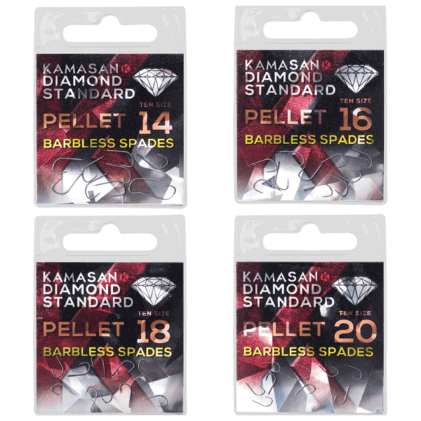 Kamasan Diamond Standard DS Pellet Barbless Spade End Hooks